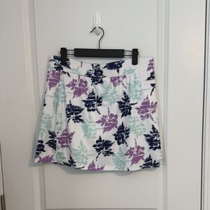 Pebble Beach A-Line skort with Purple, Blue, and White Floral Pattern